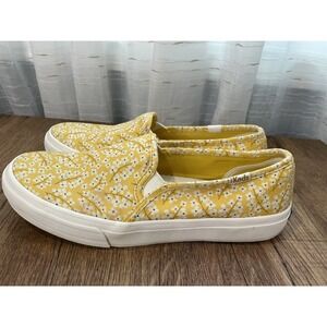 Keds Women's Size 7 Yellow‎ Floral Print Slip On Canvas Sneakers Shoes Comfort